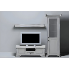 Стінка у вітальню Вайт / White Ясен сніговий / Сосна срібна Гербор