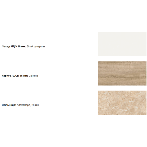 Кухня Donna / Донна 2.5 м — пряма компактна кухня з фасадом МДФ від Київського Стандарту