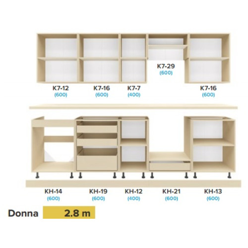 Кухня Donna 2.8 м — простора пряма кухня з фасадом МДФ від Київського Стандарту