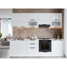 Кухня пряма Олівія 2.6 м Фасад плівка МДФ Білий глянець Київський Стандарт